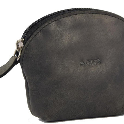 Trendy Portemonnee Dames Van Leer - Zwarte Ritsportemonnee - 11X9.5X3 Cm - 7 Pasjesvakken 