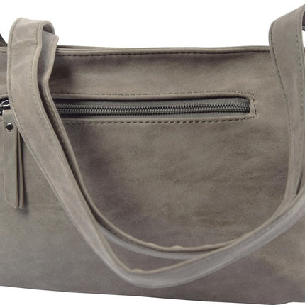 Bicky Bernard Dames schoudertas - Omhang Schoudertas Ritsvakjes Trendy Tas - Grijs