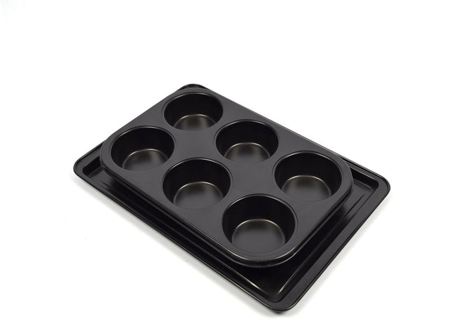 Muffinvorm 6 Muffins Large met anti-aanbaklaag | Bakvorm Muffin|