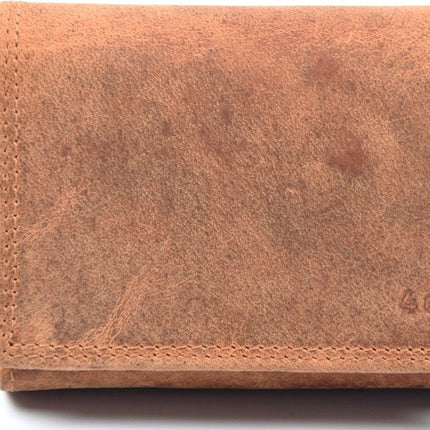 Portemonnee - portemonnee dames - portemonnee heren - portemonnee pasjes- Volledig leer- 4E-458 - RFID Protected Anti skim - 4East - Cognac - Camel - Portemonnee dames camel - Portemonnee Klein