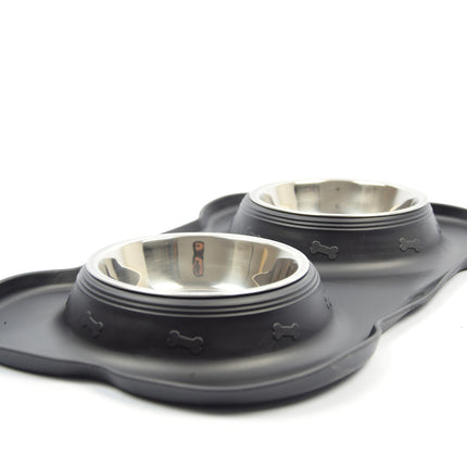  Voerbak hond van RVS 36 cm x 21 cm x 3 cm - hondenvoerbak , waterbak kat , honden drinkbak , Antislip hondenvoerbak 