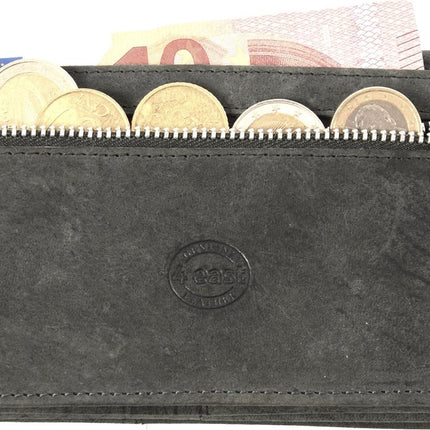 4East® Vintage Leren Dames Portemonnee |grijs | RFID |Stoer Leer Portemonnee Huishoud portemonnee | Dames | Harmonica portemonnee | buffelleer Portemonnee | Overslag portemonnee- 4e-405