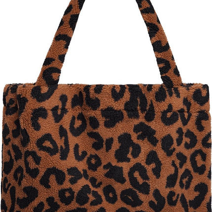 Shopper panterprint teddy borg tas Dames Schoudertas -Mommy Tote Bag- Handtas - Canvas - Katoenen Tas - Tote - Mom-Bag shopper teddy leopard - Trendy zeer grote teddy bear shopper- Boodschappentas - 1