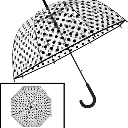 Paraplu polka dot en streepdessin Koepelparaplu Transparant PVC Ø 86 CM trouw -