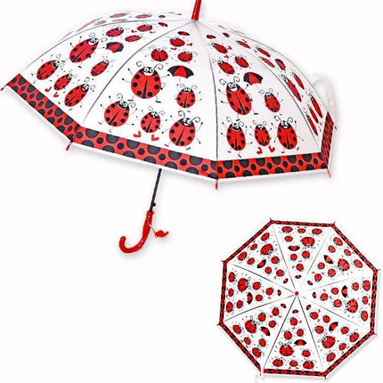 Kinderparaplu met Lieveheersbeestjes print 96 cm paraplu - Disney Kinderparaplu 96 cm automatische paraplu met Transparant en Fluitje inbegrepen