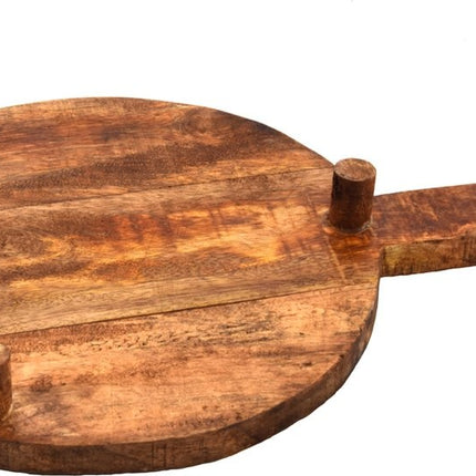 Serveerplank - Tapasplank Snijplank -mangohout Duurzaam - rond - 39.5x29.5 cm