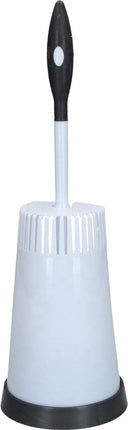 Plastic Witte Toiletborstelhouder met Grijze Onderkant – 40x15cm | Borstel Houder met WC Borstel | Toilet Borstel in Ronde Houder