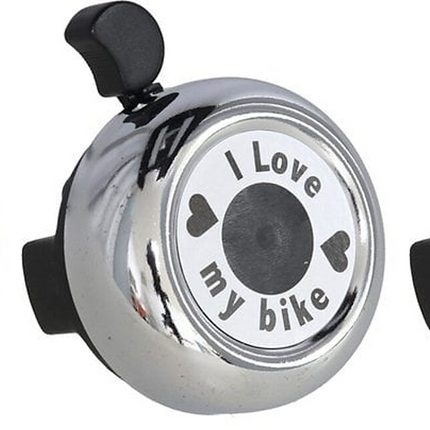 Fietsbel 30 mm Zilver – "I Love My Bike" – Aluminium Fietsbel Racefiets & Stadsfiets – Helder Geluid – Universele Fietsaccessoire voor Kinderen & Volwassenen