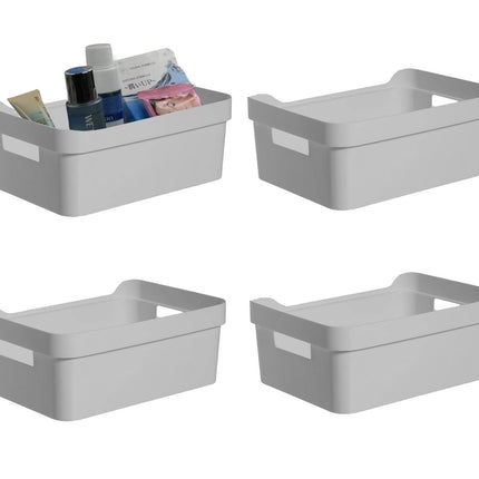 4 stuks opbergmand met handvatten - Opbergbox kopen - Opbergbakjes kopen - Opbergbak - Gereedschapsbak 4 stuks - afmeting 200 mm x 140 mm x 80mm 