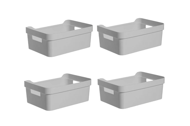 4 stuks opbergmand met handvatten - Opbergbox kopen - Opbergbakjes kopen - Opbergbak - Gereedschapsbak 4 stuks - afmeting 200 mm x 140 mm x 80mm 