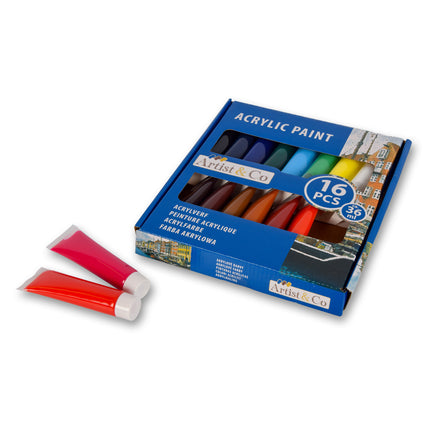 Prachtige Acrylverf  Set - Multikleurige Acrylverf Set voor Alle Leeftijden - 16 Kleuren, 36 ml 