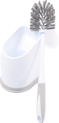Toiletborstel Roestvrij - wit - Plastic Witte Toiletborstelhouder met Grijze Onderkant – 34x15cm – Wit – 1 Stuk