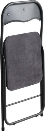 Klapstoel met zithoogte van 43 cm Vouwstoel velvet zitvlak en rug bekleed - tafelstoel Oker - stoel - tafelstoel- Velvet klapstoel - Luxe klapstoel - Met kussentjes Stoelen - Klapstoelen - Stoeltje - Premium chair - Grijs