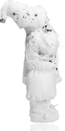 Vrolijk Kerstman tas vol cadeautjes | witte kerstman | Tafeldecoratie | winterdecoratie |Kerstpop figuur| van muts tot bodem 37cm