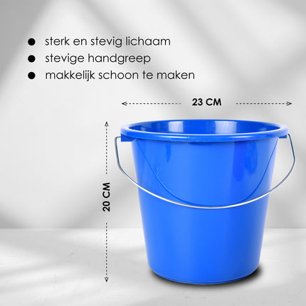 Blauwe Emmer van 5 Liter Kunststof met Stevige IJzeren Handgreep - Optimaal voor Bouwprojecten - 30x23 cm