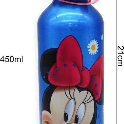 Minnie Mouse Lunchset met waterfles 450ml en broodtrommel - Minnie Mouse Aluminium Waterfles – Blauw - Broodtrommel Minnie Mouse