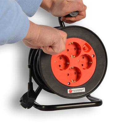 Kabelhaspel | Kabeloproller | Plastic | Zwart | 15 meter kabel | Max 2300 W | Kabeltrommel | 3G1.0MM2-Cabel | Kabelrol | 18cm*12cm*24.5cm | Beste Kabelhaspel voor Efficiënt Kabelbeheer