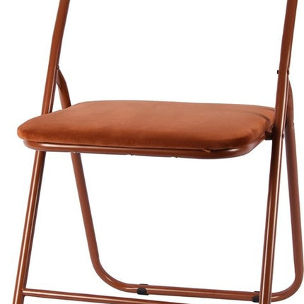 Klapstoel met zithoogte van 43 cml Vouwstoel velvet zitvlak en rug bekleed camel bruin