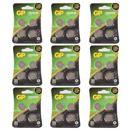 Set van 9 Pakketten met 4 Stuks CR2025 3V Knoopcelbatterijen - 36 Batterijen met Lithiumtechnologie voor Elektronica en DIY Klussen