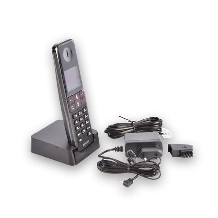 Phillips Zwarte Draadloze Telefoon: Compacte Snoerloze Telefoon 4.5cm x 2cm x 16.5cm met Philips AAA-baterijen, 100-240V Adapter, en Lange Stand-bytijd