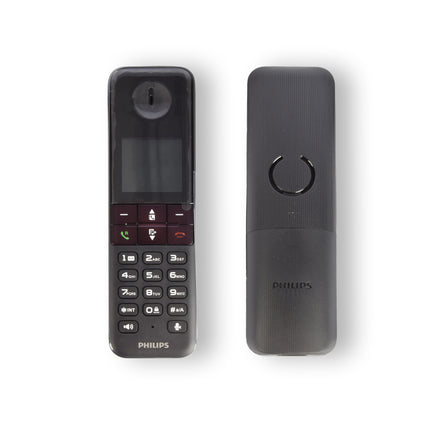Phillips Zwarte Draadloze Telefoon: Compacte Snoerloze Telefoon 4.5cm x 2cm x 16.5cm met Philips AAA-baterijen, 100-240V Adapter, en Lange Stand-bytijd