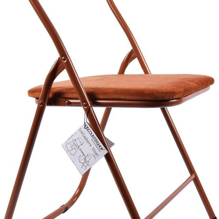 Klapstoel met zithoogte van 43 cml Vouwstoel velvet zitvlak en rug bekleed camel bruin