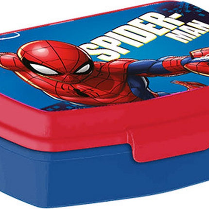 Spiderman Lunchset met waterfles 450ml en broodtrommel - Spiderman Aluminium Waterfles – Blauw - Broodtrommel spiderman