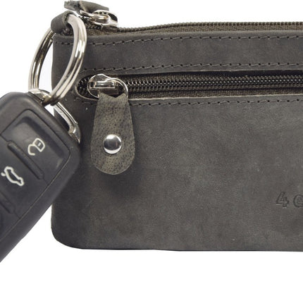 Autosleutel RFID Antidiefstal Portemonnee – Buffelleer Sleuteletui met Rits – Kleine Portemonnee voor Heren & Dames
