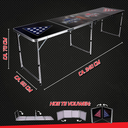 Lifetime Games Beerpong-Tafel - Opgezet 240 x 60 x 70 cm - Opvouwbaar tot 60 x 60 x 15 cm - met Handvat