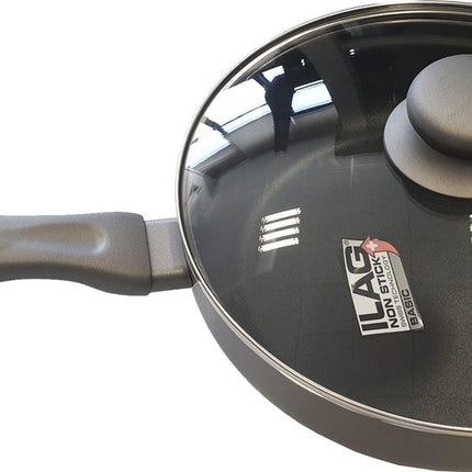 Koekenpan - Hapjespan Ø 24 cm - Koekenpannen - Ø 24 cm -Anti-aanbaklaag - handvat- Pan met Deksel