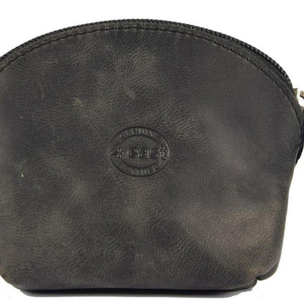 Trendy Portemonnee Dames Van Leer - Zwarte Ritsportemonnee - 11X9.5X3 Cm - 7 Pasjesvakken 
