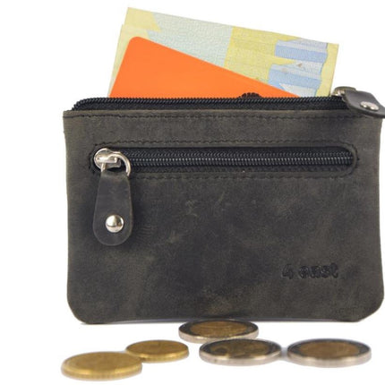 Sleuteletui portemonnee - portemonnee etui - ring portemonnee - pasjeshouder met rits - rits portemonnee - 2 ritsen portemonnee - buffelleer portemonnee