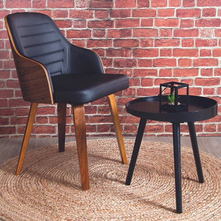 Eetkamerstoel industrieel cognac - Eetkamerstoelen met armleuningen - Eco leer stoel waterafstotend - Eetkamerstoel met armleuning