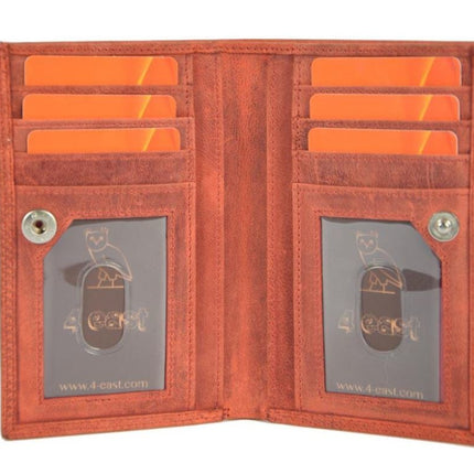 Trendy Portemonnee Met Muntenvak - Rfid Buffelleer - 10 Pasjes - 7 Vakken - 8.9 x 14 cm 