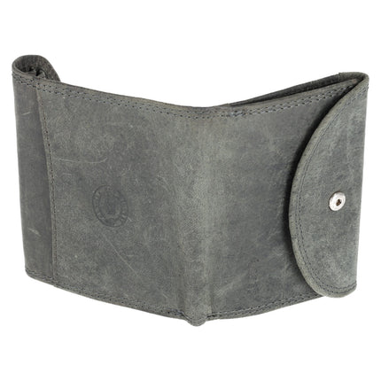 Kleine Portemonnee | Leren Mini Portemonnee met RFID Bescherming  | Kaarthouder, Briefgeld & Muntvak | 10.5x8.5cm - Grijs | Ideaal Kerstcadeau voor Alles 
