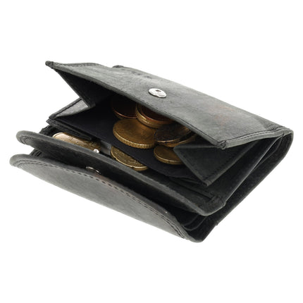  Kleine Portemonnee Zwart | Leren Mini Portemonnee met RFID Bescherming  | Kaarthouder, Briefgeld & Muntvak | 10.5x8.5cm | Ideaal Cadeau – Moederdag, Vaderdag! 
