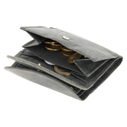 Kleine Portemonnee | Leren Mini Portemonnee met RFID Bescherming  | Kaarthouder, Briefgeld & Muntvak | 10.5x8.5cm - Grijs | Ideaal Kerstcadeau voor Alles 