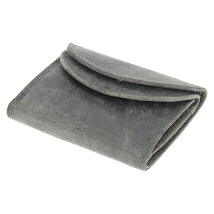 Kleine Portemonnee | Leren Mini Portemonnee met RFID Bescherming  | Kaarthouder, Briefgeld & Muntvak | 10.5x8.5cm - Grijs | Ideaal Kerstcadeau voor Alles 