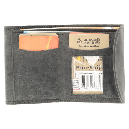 Kleine Portemonnee | Leren Mini Portemonnee met RFID Bescherming  | Kaarthouder, Briefgeld & Muntvak | 10.5x8.5cm - Grijs | Ideaal Kerstcadeau voor Alles 