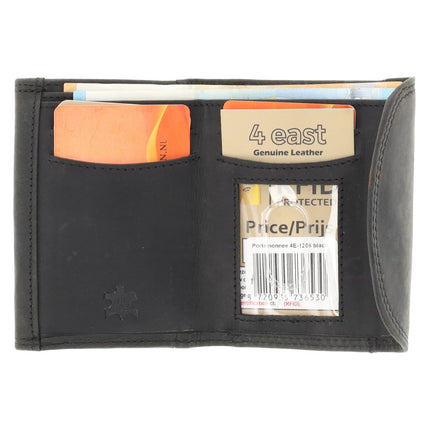  Kleine Portemonnee Zwart | Leren Mini Portemonnee met RFID Bescherming  | Kaarthouder, Briefgeld & Muntvak | 10.5x8.5cm | Ideaal Cadeau – Moederdag, Vaderdag! 
