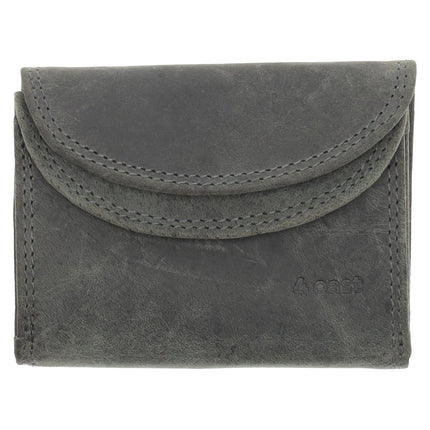 Kleine Portemonnee | Leren Mini Portemonnee met RFID Bescherming  | Kaarthouder, Briefgeld & Muntvak | 10.5x8.5cm - Grijs | Ideaal Kerstcadeau voor Alles 