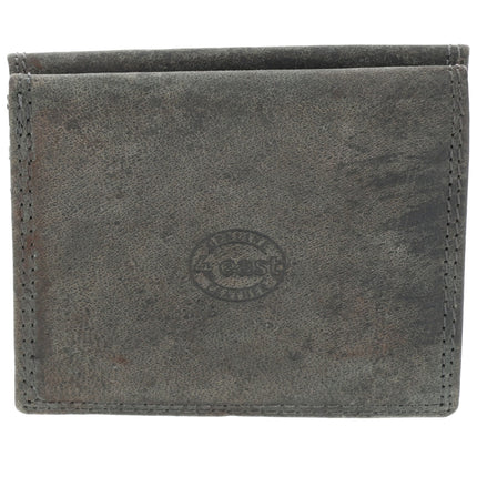 Grijze Leren Portemonnee Heren Dames - 6 Pasjeshouders, Vierkant Muntvak, RFID Bescherming, 2 Biljetvakken - 9,5x7,5 cm