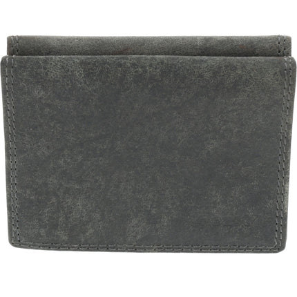 Grijze Leren Portemonnee Heren Dames - 6 Pasjeshouders, Vierkant Muntvak, RFID Bescherming, 2 Biljetvakken - 9,5x7,5 cm