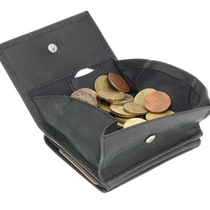  Leren Portemonnee Heren en Dames - Met Vierkant Muntvak en RFID Bescherming - Zwart - 9,5 x 7,5 cm - 6 Kaartvakken - 2 Biljetvakken