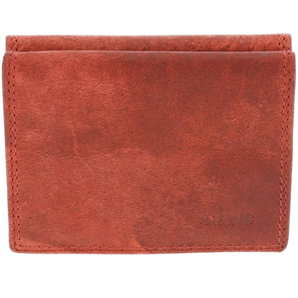 Portmonnee - Buffel Leer Rood , 6 Pasjeshouders, RFID Bescherming, Vierkant Muntvak - 9,5x7,5 cm