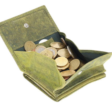 Stijlvolle Olive Leren Portemonnee met Rits - 4 east - Dames Geldbeurs - 1x muntvak binnen - 2vakken - 6x creditcards vakken