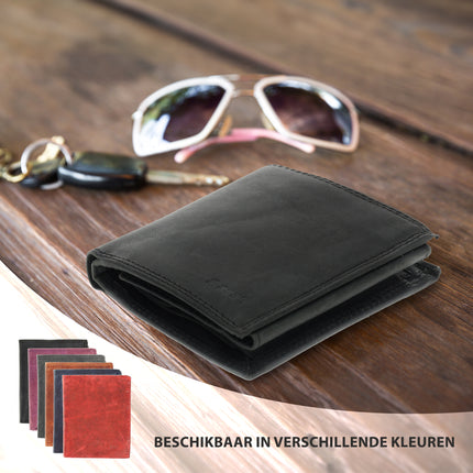 Leren Portemonnee met 8 Pasjeshouder | Briefgeld & Muntvak | Beste Portemonnee Heren & Dames met RFID Bescherming | Zwart | 11X9X2cm | Cadeau voor Alles!  