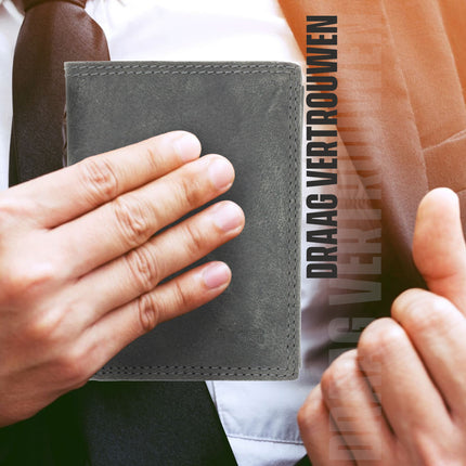 Unisex Portemonnee van Echt Leer | 8 Pasjes, Briefgeld & Muntvak | Beste Portemonnee Heren & Dames met RFID Bescherming | Grijs | 11X9X2cm | Ideaal Cadeau voor Hem & Haar