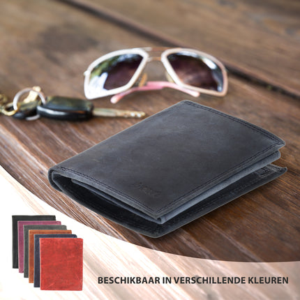 Beste Portemonnee Heren & Dames met 8 Pasjeshouder | Briefgeld & Muntvak | Leren Portemonnee met RFID Bescherming | Navy - 11X9X2cm | Cadeau voor Alles! 