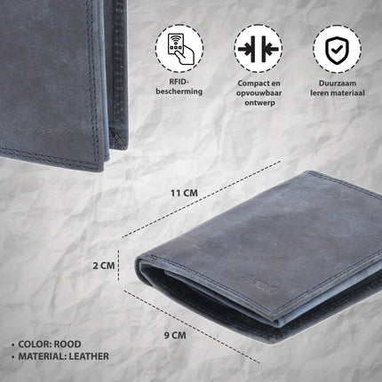 Beste Portemonnee Heren & Dames met 8 Pasjeshouder | Briefgeld & Muntvak | Leren Portemonnee met RFID Bescherming | Navy - 11X9X2cm | Cadeau voor Alles! 